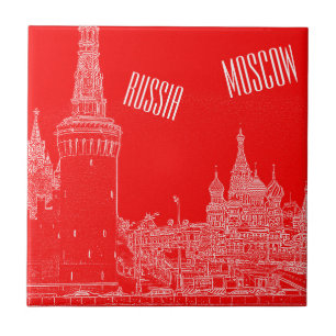 Azulejo De Cerâmica Desenho da Catedral Vermelha da Rua de Moscou