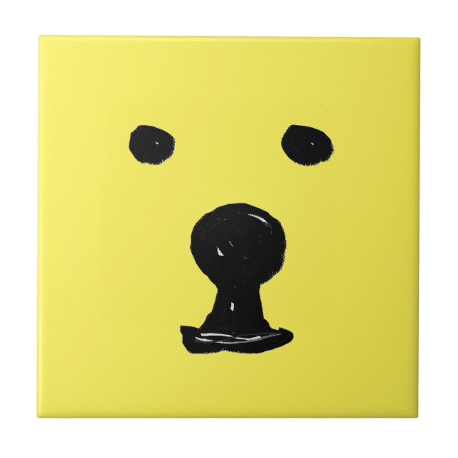 Azulejo De Cerâmica Desenho Da Face Do Urso Cugado Funky (Frente)