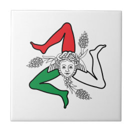 Azulejo De Cerâmica Desenho da Medusa Trinacria Siciliana