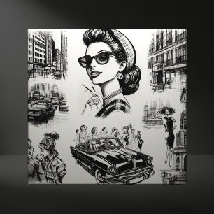 Azulejo De Cerâmica Desenho da Moda Vintage