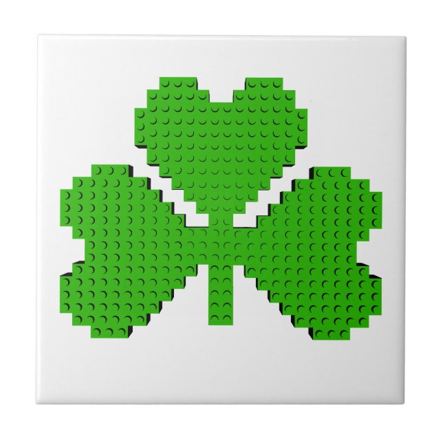 Azulejo De Cerâmica Desenho de blocos de construção de shamrock (Frente)