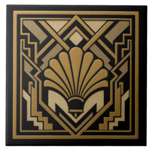 Azulejo De Cerâmica Desenho de Concha Art Déco