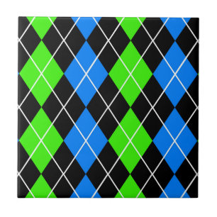 Azulejo De Cerâmica Desenho de diamante argila azul verde preto