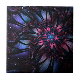 Azulejo De Cerâmica Desenho de flor fractal abstrata.