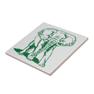Azulejo De Cerâmica Desenho de Linha de Elefante Verde Caçador de Cuta