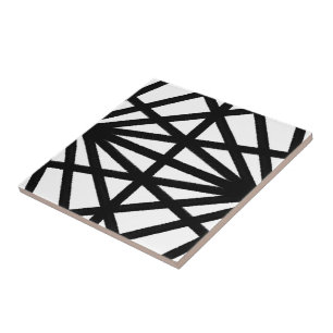 Azulejo De Cerâmica Desenho de Linha Mecânica Moderna Preto e Branco