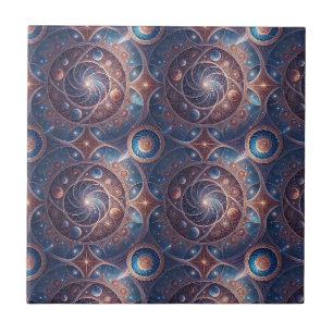 Azulejo De Cerâmica Desenho de Mandala Espiral da Galáxia Celestial em