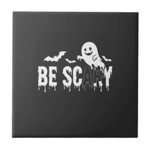 Azulejo De Cerâmica Desenho de Morcego Fantasma de Halloween Assustado