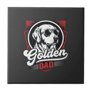 Azulejo De Cerâmica Desenho de Óculos de Sol Golden Dad Golden Retriev