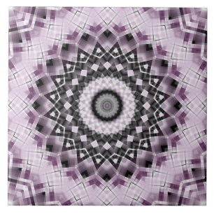 Azulejo De Cerâmica Desenho de padrão de mandala geométrico violeta e