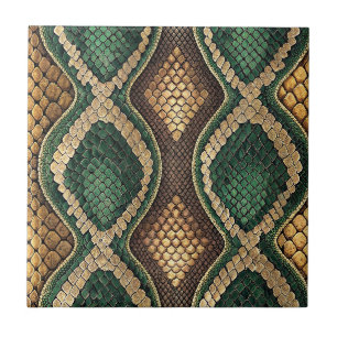 Azulejo De Cerâmica Desenho de padrão de pele de cobra em esmeralda e