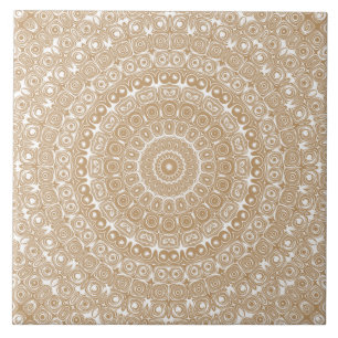 Azulejo De Cerâmica Desenho de Padrão Mandala Marrom Camelo