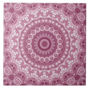 Azulejo De Cerâmica Desenho de Padrão Mandala Rosa Empoeirada