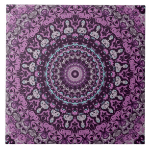 Azulejo De Cerâmica Desenho de Padrão Mandala Roxo e Lavanda