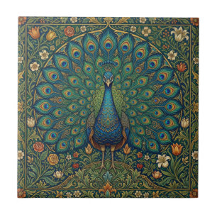 Azulejo De Cerâmica Desenho de pavão boêmio vintage elegante