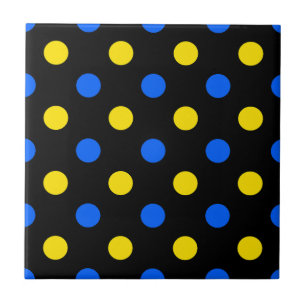 Azulejo De Cerâmica Desenho de Pontos Pintados Preto Azul Amarelo