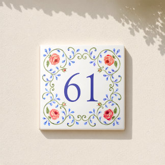 Azulejo De Cerâmica Desenho de Rosa Mediterrânea Personalizado