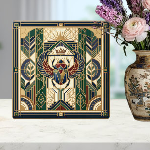 Azulejo De Cerâmica Desenho de Sol Egípcio com Besouro Escaravelho em