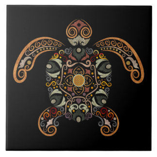 Azulejo De Cerâmica Desenho de tartaruga vintage colorido