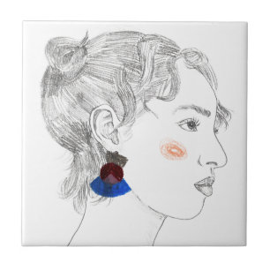 Azulejo De Cerâmica Desenho de visão - Retrato