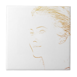 Azulejo De Cerâmica Desenho do Minimalismo Desenho da Cabeça de Jovem 