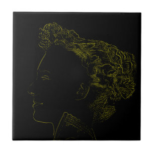 Azulejo De Cerâmica Desenho do Minimalismo Desenho Dama Cabeça