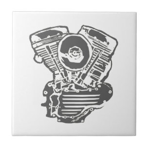 Azulejo De Cerâmica Desenho do motor de Harley Panhead