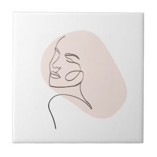 Azulejo De Cerâmica Desenho do rosto de uma mulher de linha