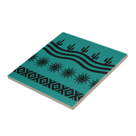 Azulejo De Cerâmica Desenho Do Sudoeste: Teal E Trivet Negra