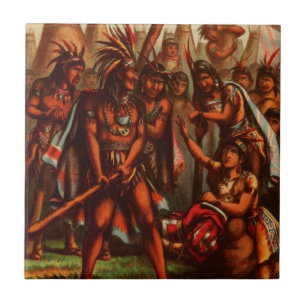 Azulejo De Cerâmica Desenho do vintage: Pocahontas, princesa indiana