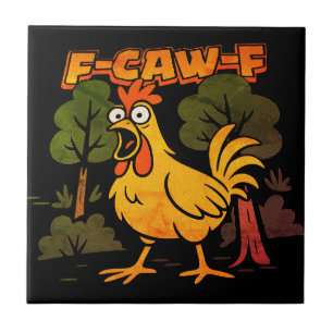 Azulejo De Cerâmica Desenho Engraçado de Frango – Humor Animal de Dese