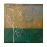 Azulejo De Cerâmica Desenho Floral com flor selvagem e plantas<br><div class="desc">Muita coisa está acontecendo nesta pintura de Jennifer Goldberger. Um esboço floral toma palco central,  e pequenas árvores constituem o fundo. Os fãs de Eugene Delacroix e Edward Hopper podem querer comprar esta peça!</div>