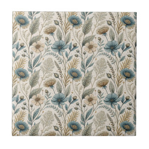 Azulejo De Cerâmica Desenho Floral de Margarida e Flores Silvestres Bo