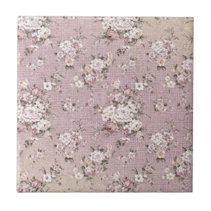 Azulejo De Cerâmica Desenho Floral Flor de Rosa Rosa Lavanda Vintage