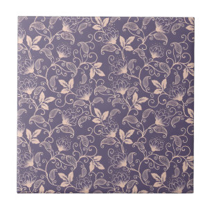 Azulejo De Cerâmica Desenho Floral Vintage com Videiras Giratórias