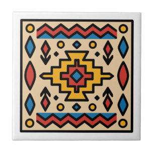Azulejo De Cerâmica Desenho Geométrico Nativo Americano do Sudoeste
