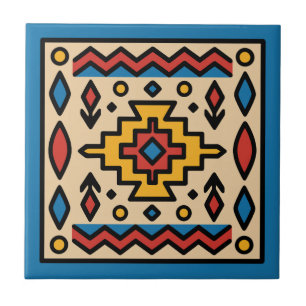 Azulejo De Cerâmica Desenho Geométrico Nativo Americano do Sudoeste