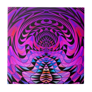 Azulejo De Cerâmica Desenho Geométrico Roxo Brilhante Fractal