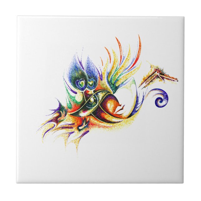 Azulejo De Cerâmica Desenho Handmade da tinta do senhor Krishna (Frente)