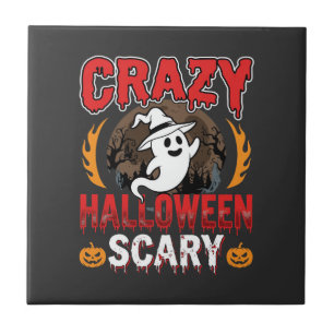 Azulejo De Cerâmica Desenho Louco de Halloween Fantasma Assustador e A
