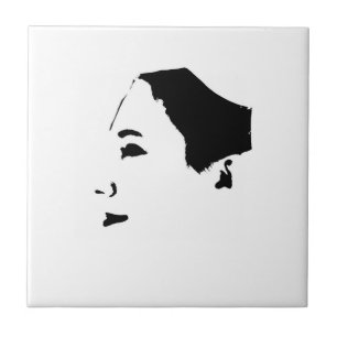 Azulejo De Cerâmica Desenho Minimalista Desenho Mulher Menina Face