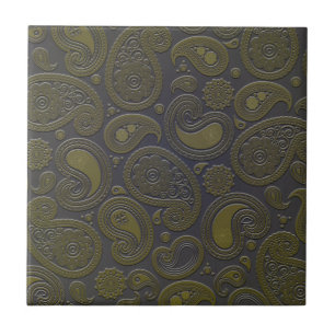Azulejo De Cerâmica Desenho paisley marrom âmbar