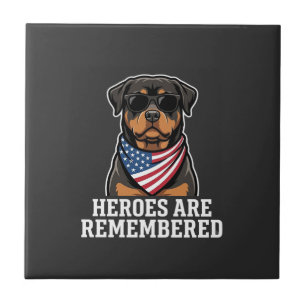 Azulejo De Cerâmica Desenho Vetorial de Cão Herói Rottweiler Patriótic