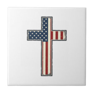 Azulejo De Cerâmica Desenho Vetorial de Cruz Patriótica Angustiada_1