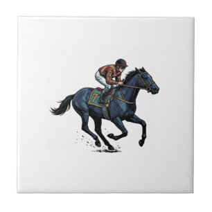 Azulejo De Cerâmica Desenho Vetorial de Jóquei de Corrida de Cavalos V