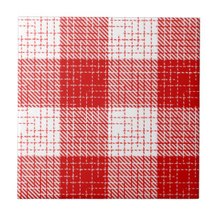 Azulejo De Cerâmica Desenho Xadrez Quadrados Grandes Vermelho e Branco
