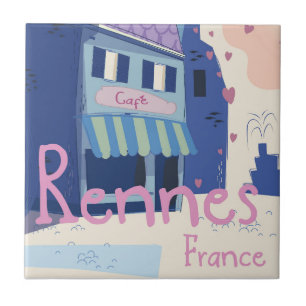 Azulejo De Cerâmica Desenhos animados do vintage de Rennes France