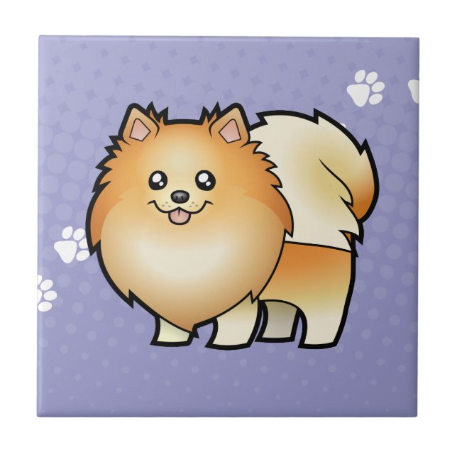 Azulejo De Cerâmica Desenhos animados Pomeranian (Frente)