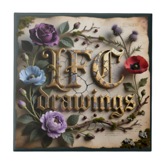 Azulejo De Cerâmica Desenhos IFC Antique Gold Floral Sign