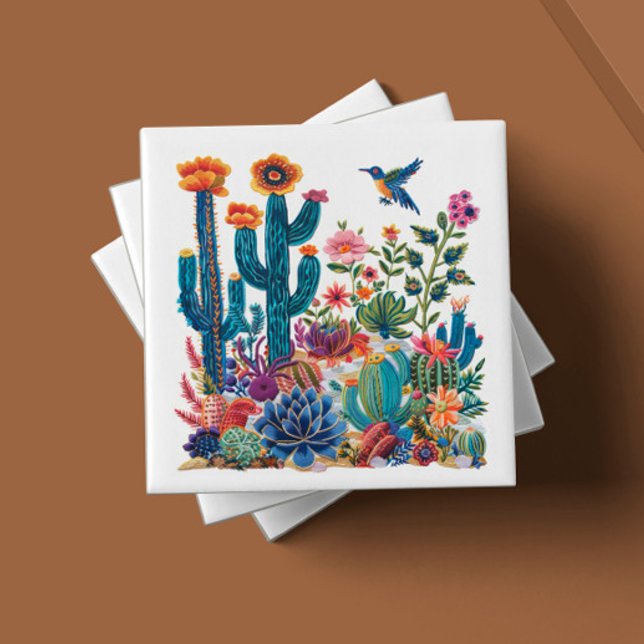 Azulejo De Cerâmica Desert Blooms Blossom Oasis (Criador carregado)